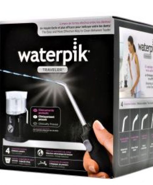 Waterpik Irrigador bucal eléctrico traveler negro - Elimina de forma eficaz el biofilm oral (placa bacteriana) y está especialmente diseñado para viajar y colocar en espacios reducidos.