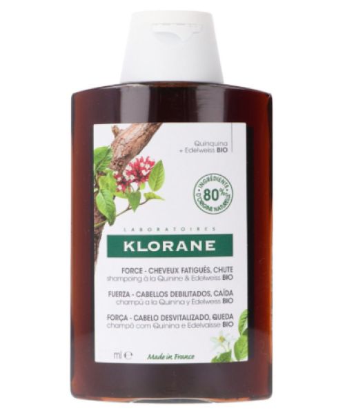 Klorane champú a la quinina y edelweiss BIO  -  Devuelve la fuerza y la vitalidad al cabello debilitado 