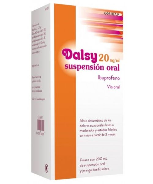 Dalsy 20 mg/ml - Este medicamento está indicado para el tratamiento de la fiebre y del dolor de intensidad leve a moderada.