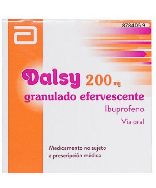 Dalsy 200mg - Antiinflamatorio vía oral (ibuprofeno) para niños para todo tipo de dolores o como antinflamatorio. Dolor de garganta (anginas), dolor de cabeza, fiebre, dolores musculares.