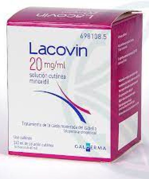 Lacovin 20mg/ml - Es un medicamento indicado para estimular el crecimiento del cabello en personas que sufren alopecia androgénica con pérdida moderada de cabello