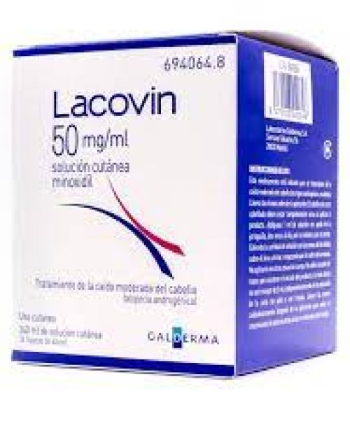 Lacovin 50mg/ml - Es un medicamento indicado para estimular el crecimiento del cabello en personas que sufren alopecia androgénica con pérdida moderada de cabello.