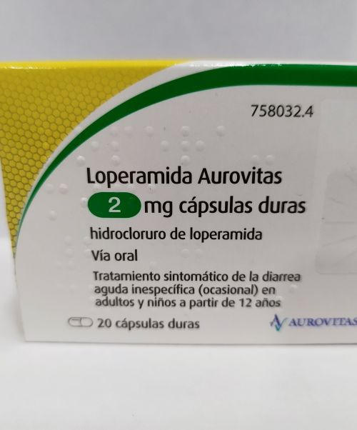 Loperamida aurovitas 2mg  - Antidiarreico a base de derivados opiáceos, utilizados en el tratamiento de la diarrea aguda.
