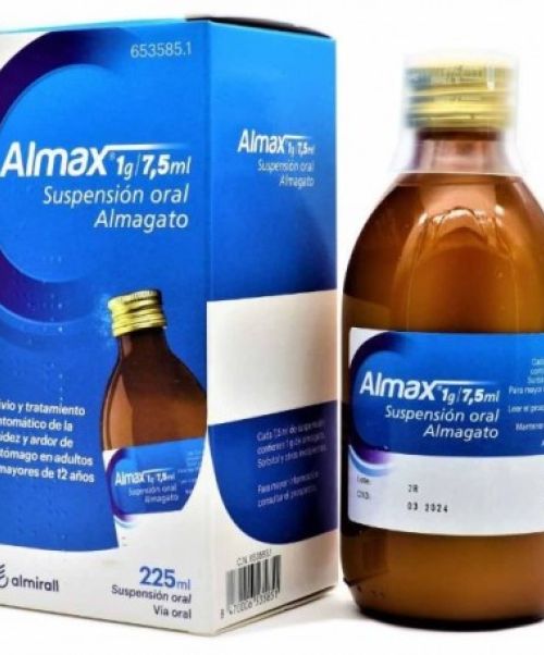 Almax (1 g/7.5 ml) - Es un jarabe antiácido a base de sales de aluminio y magnesio que sirve para  tratar los procesos que cursen con acidez como gastritis, úlcera, dispepsia o reflujo. 