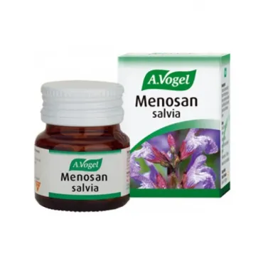  - Menosan Salvia es un producto natural especialmente pensado para las mujeres durante la menopausia. Ayuda a moderar la sudoración excesiva y la aparición de sofocos por su contenido en Salvia officinalis.