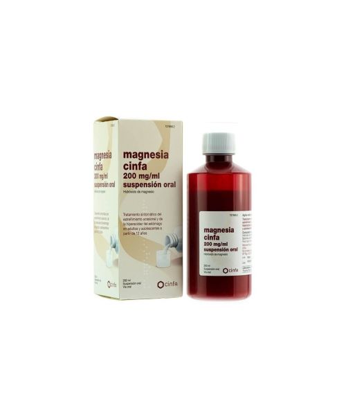 Magnesia cinfa 200mg/ml - Es un jarabe para tratar el estreñimiento ocasional y la acidez de estómago. 