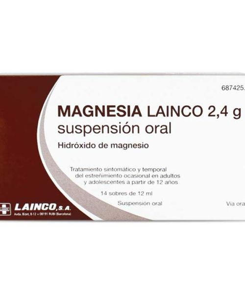 Magnesia lainco 2.4 g - Es un jarabe para tratar el estreñimiento ocasional y la acidez de estómago. 