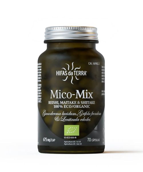 Mico Mix - Fortalece el sistema inmune y sube las defensas gracias a su mezcla de 3 hongos de Reishi, Shitake y Maitake. Mejora el síndrome metabólico al bajar, azucar, colesterol, triglicéridos y la tensión. 