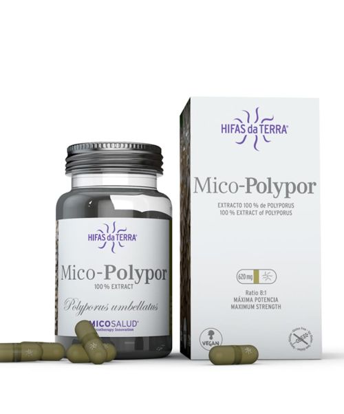 Mico Polypor Extracto de Polyporus  - Estimula al sistema inmunológico y actúa como diurético. Junto con el Mico Mai se utiliza en el protocolo de desintoxicación de metales pesados. Es un complemento alimenticio de alta concentración en cápsulas. Solo contiene extracto puro de Polyporus (Polyporus umbellatus). Este extracto tiene un un alto contenido de nutrientes como beta-glucanos, hericenonas, erinacinas, etc.