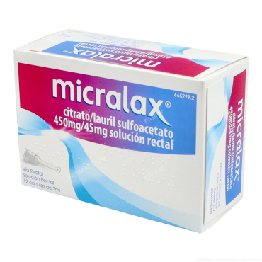  - Microenemas laxantes. Libera el intestino en caso de estreñimiento en la parte final del colon.