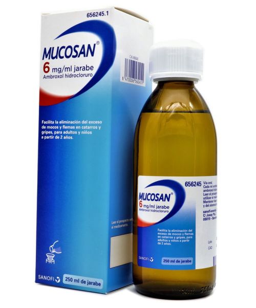 Mucosan 6mg/ml - Jarabe que trata las secreciones bronquiales, ayudando a fluidificar el moco y las flemas.