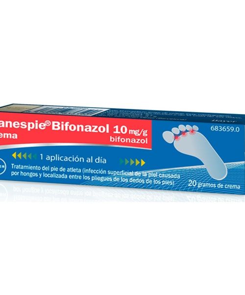 Canespie bifonazol - Es una crema para tratar los hongos de los pies o pie de atleta. Calma el picor, escozor y enrojecimiento de la zona de los dedos en las que se encuentran los hongos. 