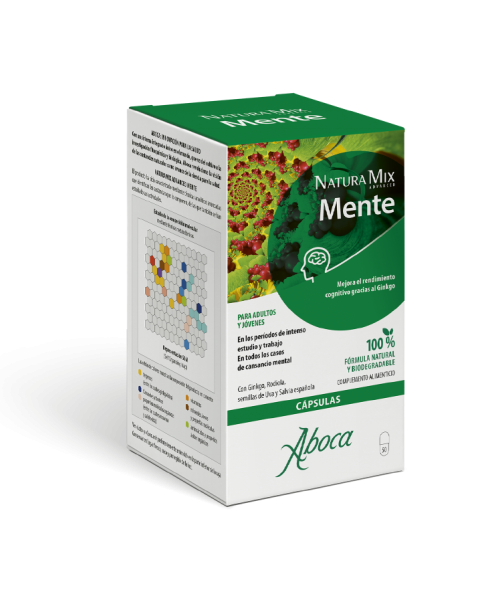 Natura Mix Advanced Mente - Refuerza la memoria y las funciones cognitivas gracias a la presencia del concentrado total de Ginkgo y del aceite esencial de Salvia española.