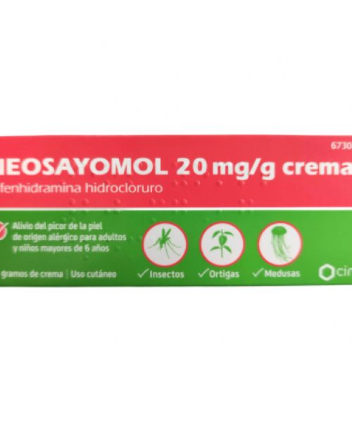 Neosayomol 2% - Es una crema que calma el picor y las irritaciones causadas por la picadura de mosquitos, medusas, ortigas, pequeñas urticarias...