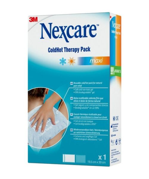 Nexcare ColdHot Maxi - Bolsa de gel de frio/calor para contracuras, lumbagos, dolores musuculares... El calor proporciona alivio del dolor muscular/articular asociado a: cansancio, lumbagos, contracturas, tensión muscular, sobreesfuerzo, esguinces, artritis, artrosis... Se puede usar con frio tambien para dolores de cabeza, golpes...El frío ayuda a disminuir la hinchazón, picor, la inflamación y el dolor.Gracias a su diseño y manejabilidad se puede usar para relajar cualquier parte del cuerpo.