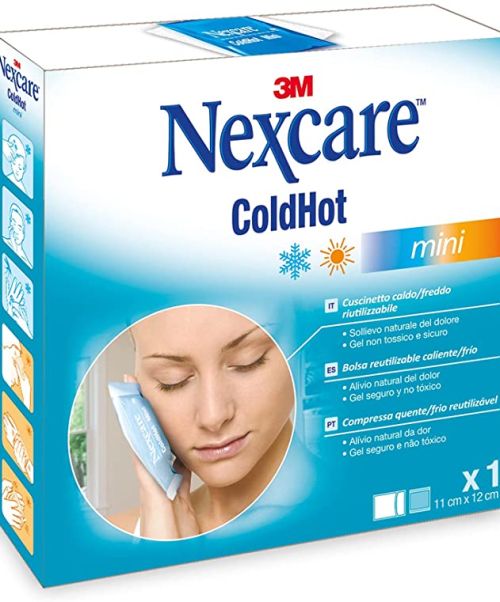 Nexcare ColdHot Mini - Bolsa de gel de frio/calor para contracuras, lumbagos, dolores musuculares... El calor proporciona alivio del dolor muscular/articular asociado a: cansancio, lumbagos, contracturas, tensión muscular, sobreesfuerzo, esguinces, artritis, artrosis... Se puede usar con frio tambien para dolores de cabeza, golpes...El frío ayuda a disminuir la hinchazón, picor, la inflamación y el dolor.Gracias a su diseño y manejabilidad se puede usar para relajar cualquier parte del cuerpo.