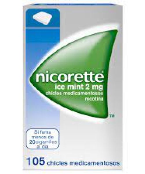 Nicorette (2 mg) ice mint - Son unos chicles con sabor a menta para ayudar a dejar de fumar. Contienen nicotina con lo que ayudan a calmar las ganas de fumar aportando la nicotina que no inhalamos del tabaco.