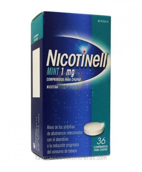 Nicotinell (1mg) mint - Son unos comprimidos para chupar con sabor a menta para ayudar a dejar de fumar. Contienen nicotina con lo que ayudan a calmar las ganas de fumar aportando la nicotina que no inhalamos del tabaco.