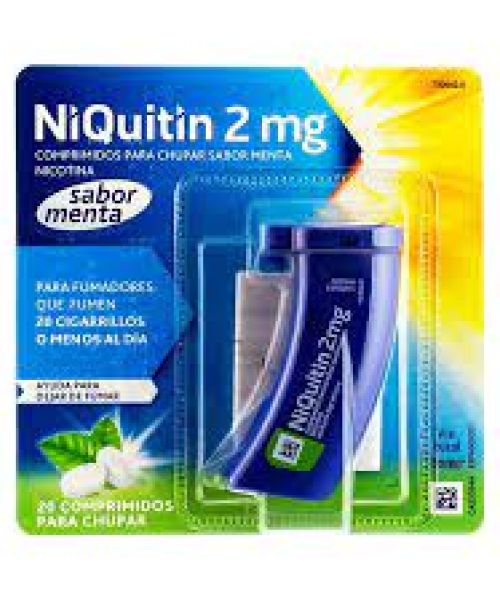 Niquitin 2mg - Son unos comprimidos para chupar con sabor a menta para ayudar a dejar de fumar. Contienen nicotina con lo que ayudan a calmar las ganas de fumar aportando la nicotina que no inhalamos del tabaco.