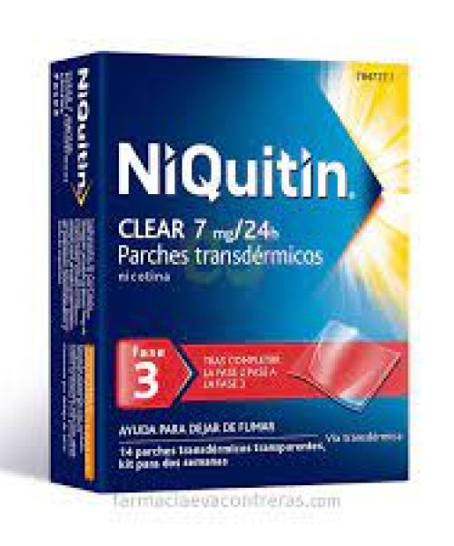 Niquitin 7mg - Son unos parches para ayudar a dejar de fumar. Poseen nicotina con lo que ayudan a reducir los síntomas de abstinencia al tabaco.