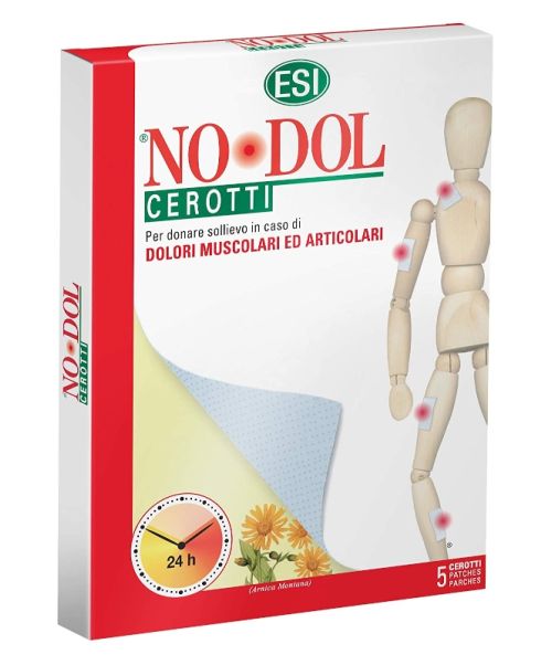 No Dol 5 Parches Arnica - Calman el dolor muscular y/o articular gracias a antiinflamatorios naturales. Se pueden usar para dolencias causadas por enfermedades reumáticas, artritis, artrosis, dolores musculares como lumbagos, contracturas, agujetas, tortícolis...