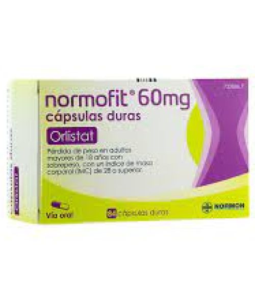Normofit 60mg - Son unas cápsulas que inhiben la absorción de las grasas y ayudan a la pérdida de peso en adultos con sobrepeso.