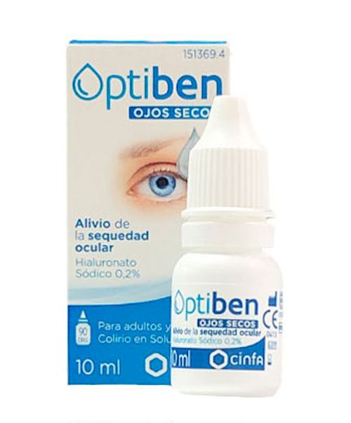 Optiben Ojos Secos - Hidrata los ojos secos gracias al ácido hialurónico. Alivia la sensacion de quemazón y cansancio.<br>