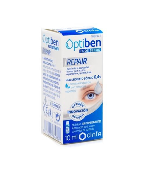 Optiben Ojos Secos Repair - Hidrata los ojos secos gracias al ácido hialurónico y plantas naturales. Alivia la sensacion de quemazón y cansancio.<br>