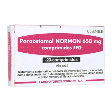  - Paracetamol para tratar los diferentes tipos de dolores, bajar la fiebre y calmar el malestar general. Válidos para el dolor de cabeza, de muelas, de boca en general, de regla, de espalda, golpes...