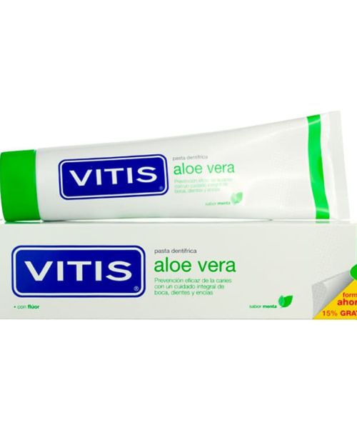  Vitis Aloe Vera Pasta Dentífrica  - Está indicada para aquellas personas que quieren una prevención eficaz de la caries con un cuidado integral de boca, dientes y encías.