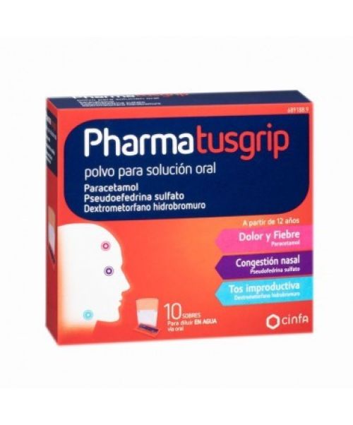 Pharmatusgrip  -  Calman los síntomas de la gripe. Ayuda a disminuir los síntomas de resfriado, tos, fiebre, catarro, mocos y malestar general.