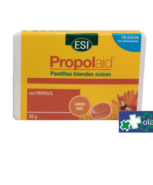 Propolaid Miel 50 g - Pastillas blandas con propoleo para picor de garganta.Pastillas blandas suizas de própolis sabor miel, sin azúcares, con edulcorantes de Stevia. Para dolor suave de garganta.