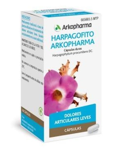 Arkocápsulas harpagofito (435 mg) - Son unas cápsulas antiinflamatorias para tratar la inflamación y el dolor causada por la artritis, tendinitis o luxación. 