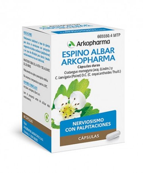 Arkocápsulas espino albar 350mg - Es un hipnótico y sedante para el tratamiento del estrés, el nerviosismo y el insomnio.