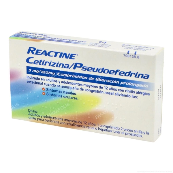 Reactine plus (5/120mg) 