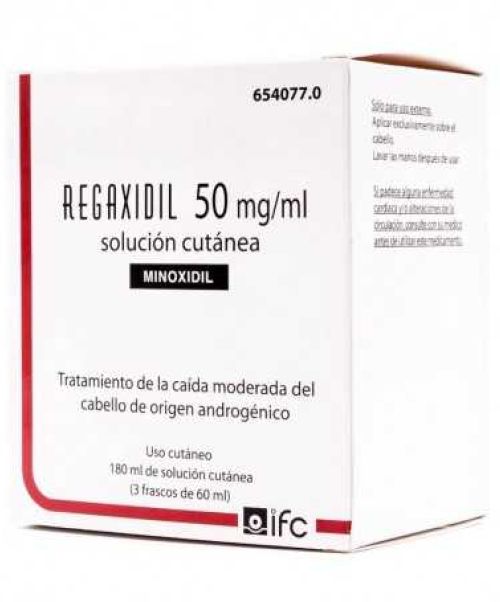 Regaxidil 50mg/ml - Es un medicamento indicado para estimular el crecimiento del cabello en personas que sufren alopecia androgénica con pérdida moderada de cabello