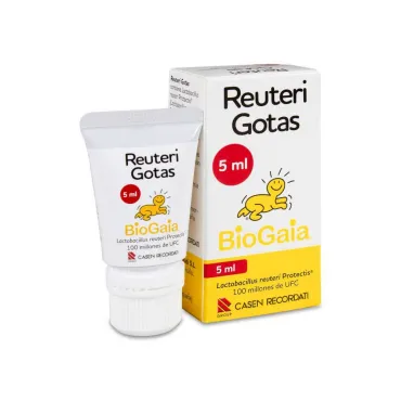  - Probiótico para tratar el cólico de lactante. Probiótico con Lactobacillus reuteri, cuyo objetivo es el restablecimiento de la flora intestinal, ayudando a tratar la diarrea aguda, los gases y el estreñimiento, especialmente en lactantes y niños. 