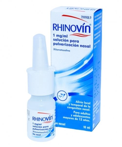 Rhinovin 0.1% - Alivia la congestión nasal. Ayuda a respirar mejor, calmando las molestias de la rinitis y la sinusitis.No usar más de cuatro días seguidos.