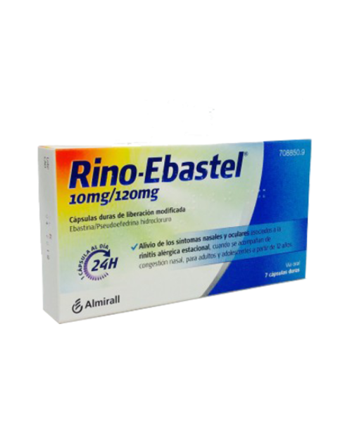 Rino Ebastel 10 mg. - Alivia los síntomas nasales y oculares asociados a la rinitis alérgica estacional, cuando se acompaña de congestión nasal.