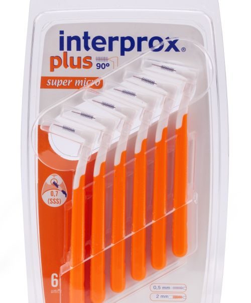Cepillo dental Interprox super micro - Este cepillo ha sido diseñado para eliminar el biofilm bucal (placa bacteriana) acumulado en los espacios interproximales de 0,7 mm y es especialmente recomendable para los dientes anteriores.