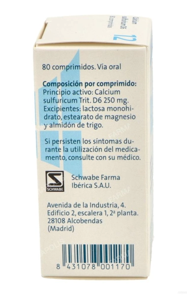 Sal de Schüssler Nº 12 Calcium sulfuricum 