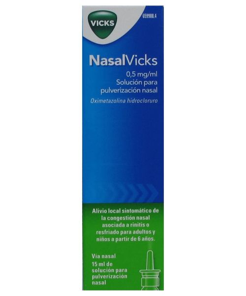 Nasal vicks 0.05% - Alivia la congestión nasal. Ayuda a respirar mejor, calmando las molestias de la rinitis y la sinusitis.No usar más de cuatro días seguidos.