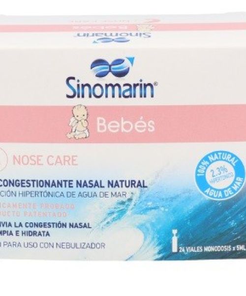 Sinomarin Bebes - Agua de mar que sirve para descongestionar la nariz en procesos catarrales y gripales. Apto a partir de 0 meses de edad en comodo formáto monodosis.