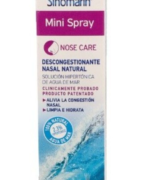 Sinomarin Mini - Agua de mar que sirve para descongestionar la nariz en procesos catarrales y gripales. Apto a partir de 6 meses de edad. En comodo formato mini para llevar encima.