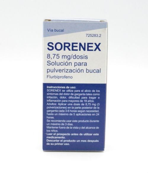 Sorenex 8.75mg spray - Calma tres síntomas que acompañan al dolor de garganta: la irritación, el dolor y la dificultad para tragar a causa de la inflamación.  