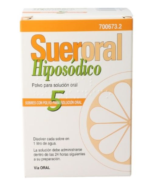 Sueroral Casen Hiposódico - Suero oral para la rehidratación en caso de diarreas o vómitos. Versión con menos sodio para gente con tensión alta.<br>