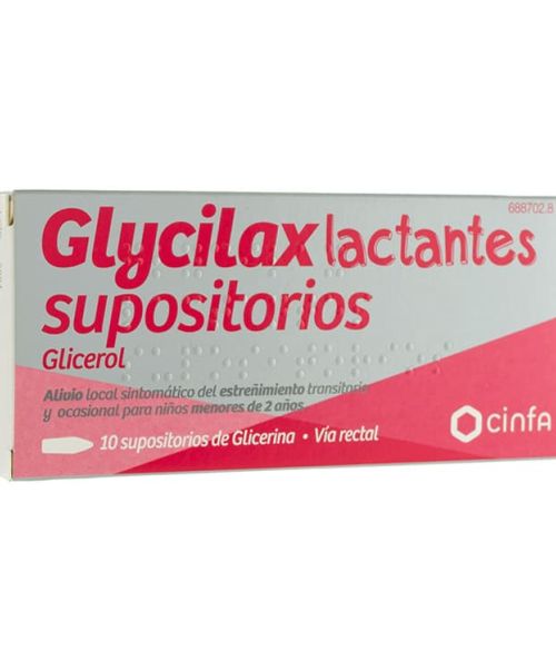 Supositorios glicerina glycilax lactantes  - Laxantes. Libera el intestino en caso de estreñimiento en la parte final del colon.