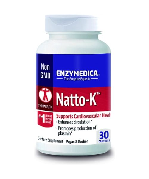 Natto-K - Enzima que rompe trombos y evita que se formen coágulos. Actúa como apoyo nutricional para una óptima función cardiovascular.