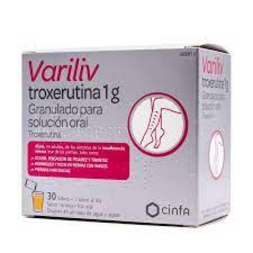  - sobres con efecto venotónico y vasoprotector que aumentan el tono de las venas y la resistencia de los capilares para tratar trastornos venosos.