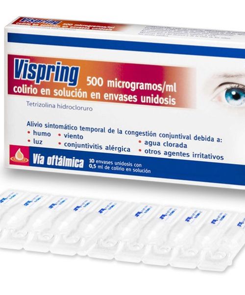 Vispring 0.05% - Es un colirio con efecto vasoconstrictor para aliviar las rojeces y la irritación ocular. 